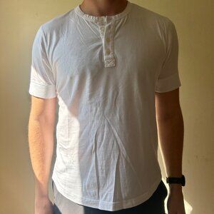 BUCK MASON White Henley Tee